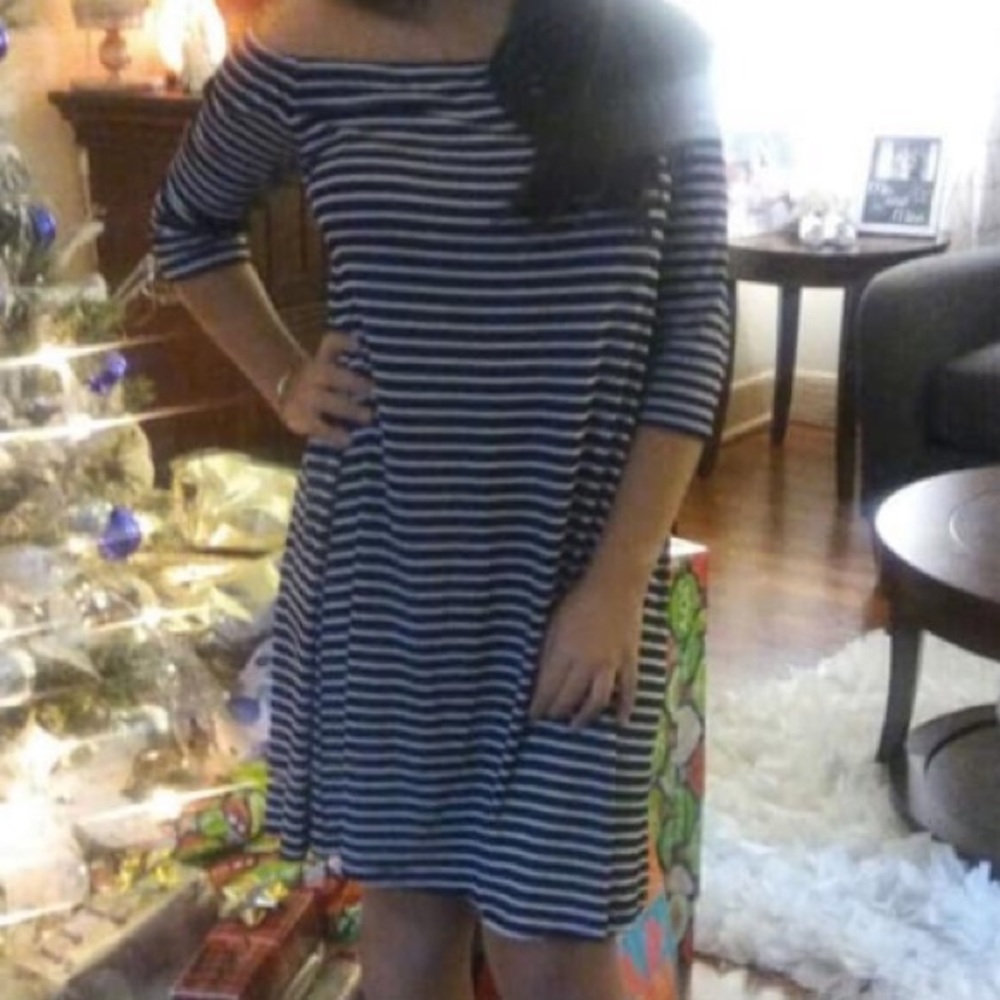 Stripped strapless dress
